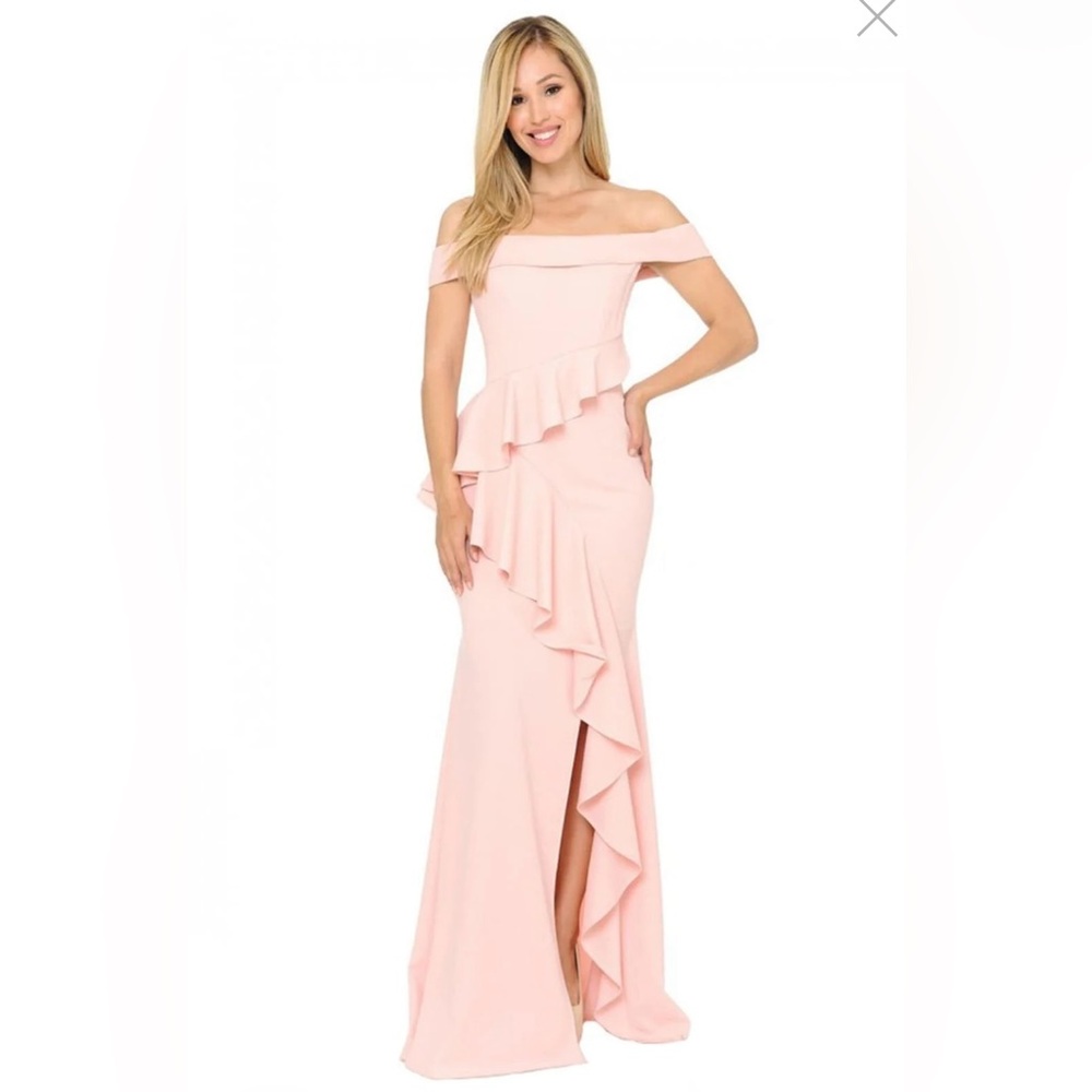 Lenovia Off The Shoulder Bodycon Prom Gown Dress- White